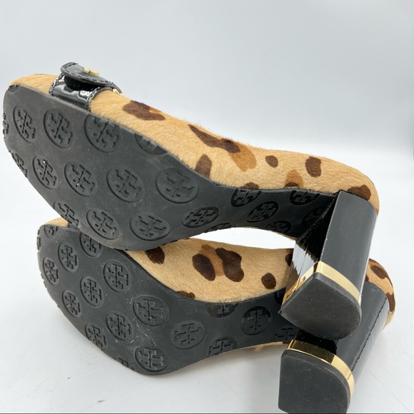 NWOT! Tory Burch Martha Leopard Print Calf Hair Chain Link Block Heel Pumps! 7M - Picture 6 of 10